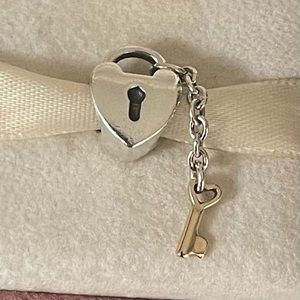Pandora Locked Sterling Silver 925 Whit 14k Gold Key S925 ALE Charm